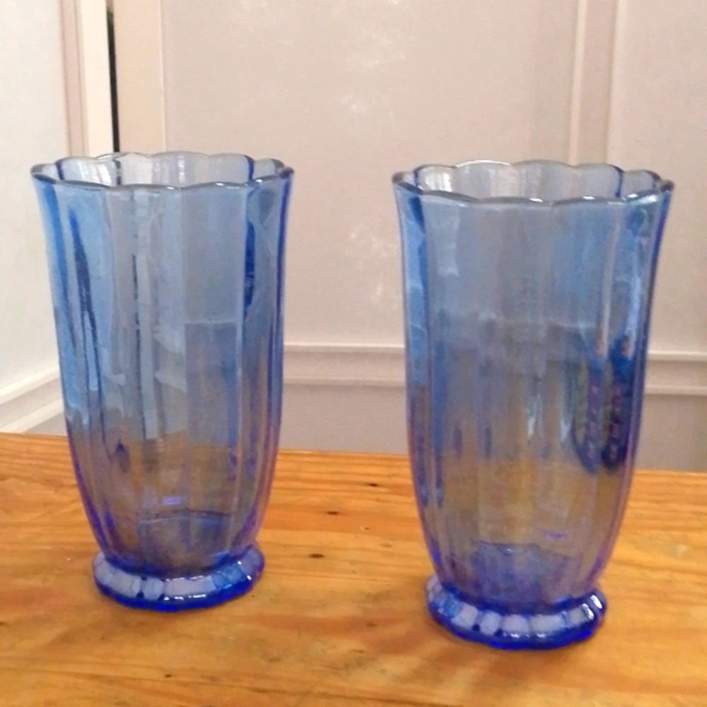 COPY - Pair of The Pioneer Woman Luster Blue Glass Tumblers